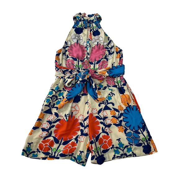 Plenty by Tracy High Neck Sleeveless Floral Print Ruffle Trim Romper Size XS - Picture 4 of 16